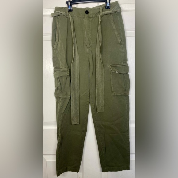 Anine Bing Kennedy Cargo Pants In Washed Khaki Green Size 29 - Picture 7 of 13